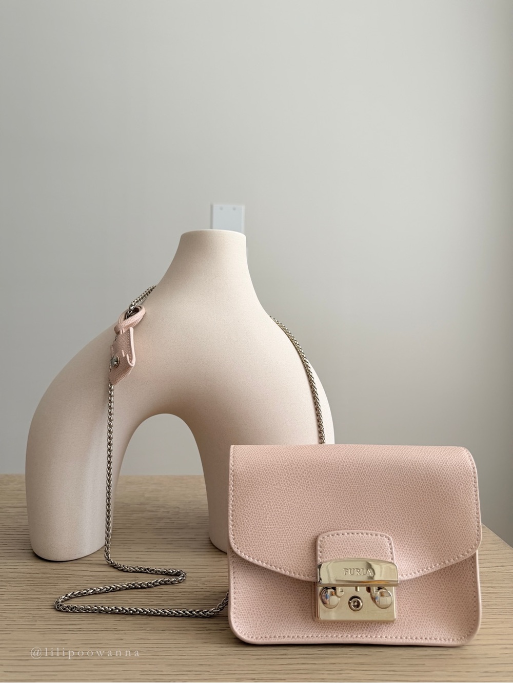 Furla Metropolis Mini Crossbody Bag Blush Pink Leather Gold Hardware
